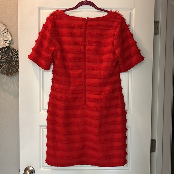Red Badgley Mischka dress with fringe. Size 12. Never worn. - Picture 5 of 5